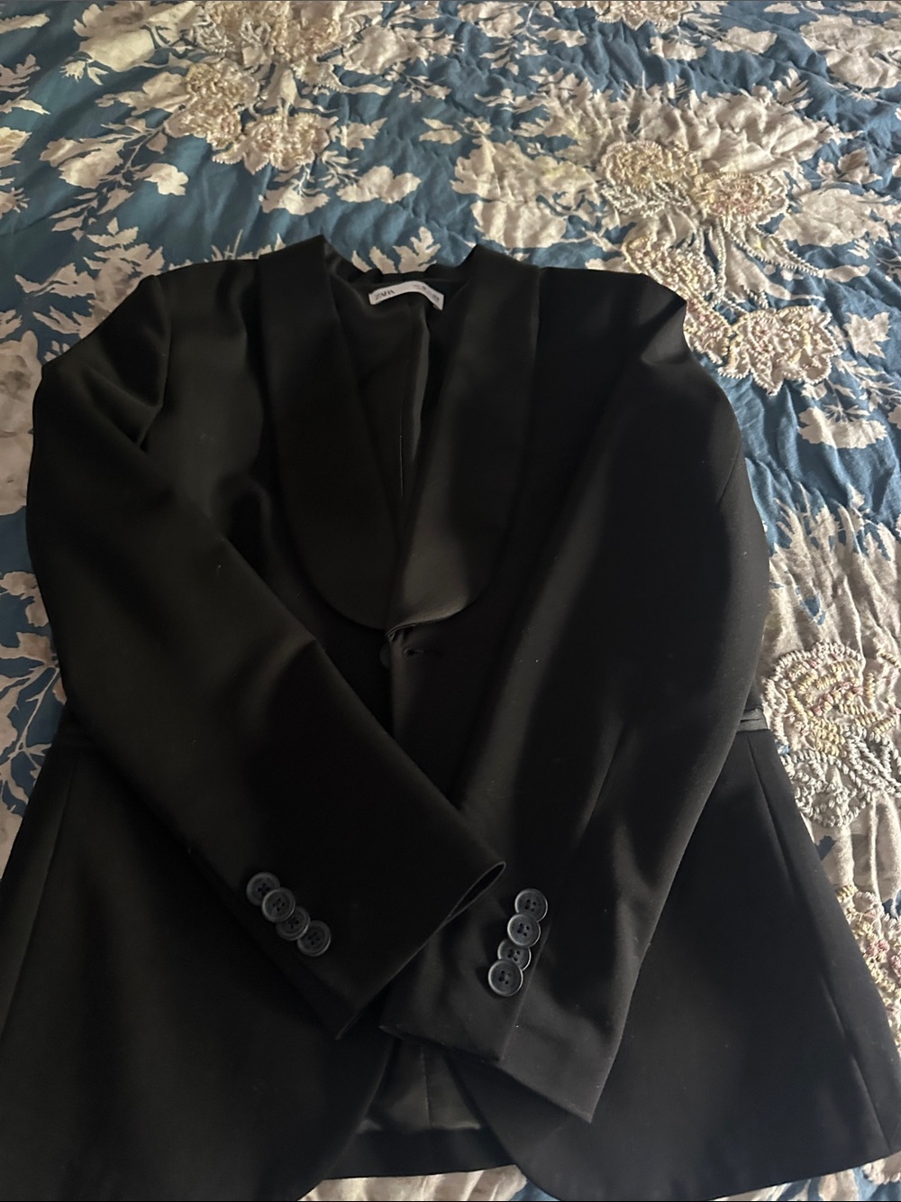 Zara Black Satin-Look Lapel Kids Blazer